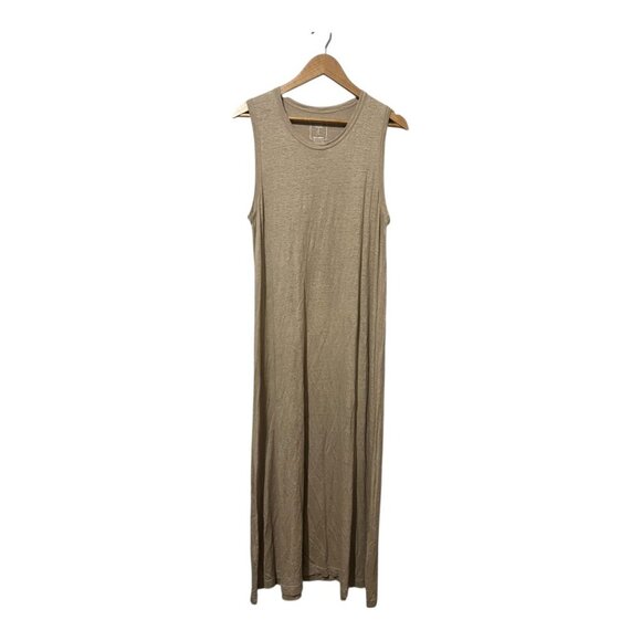 NKD-T By Naked Cashmere Linen Maxi Dress Size Large Minimalist Tan - Picture 2 of 5